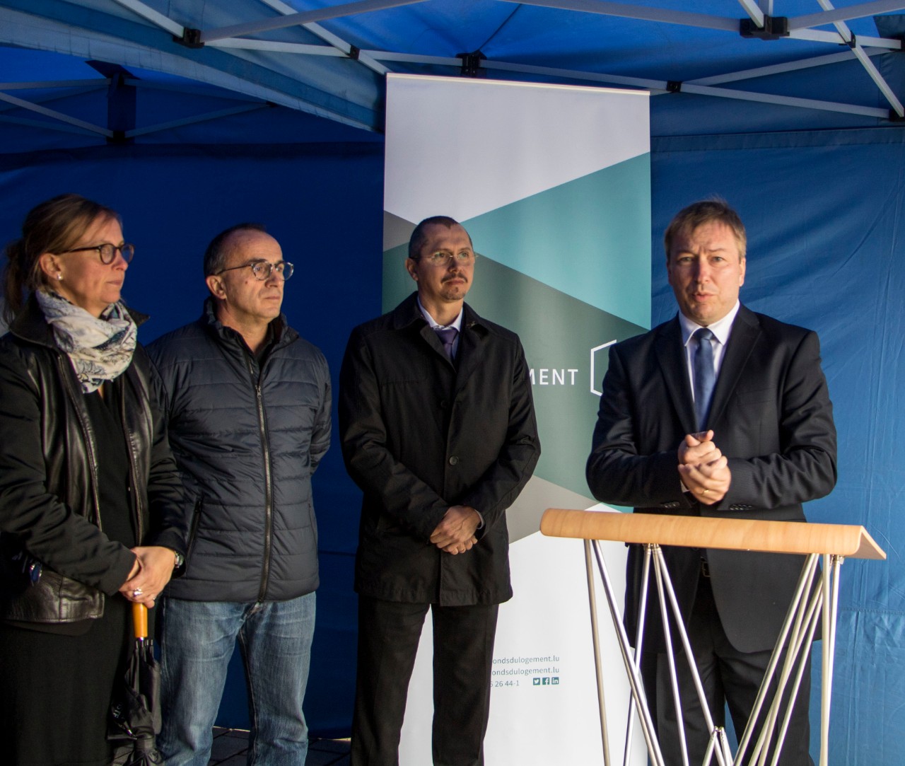 Marc Hansen, ministre du Logement, lors de l’inauguration du projet "Les Terrasses" à Differdange