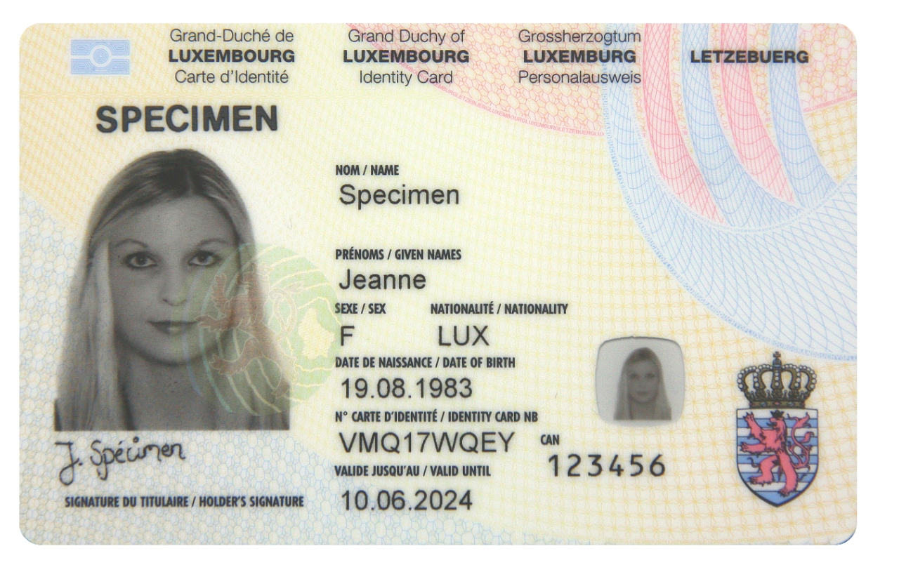 Specimen des nouvelles cartes d'identité