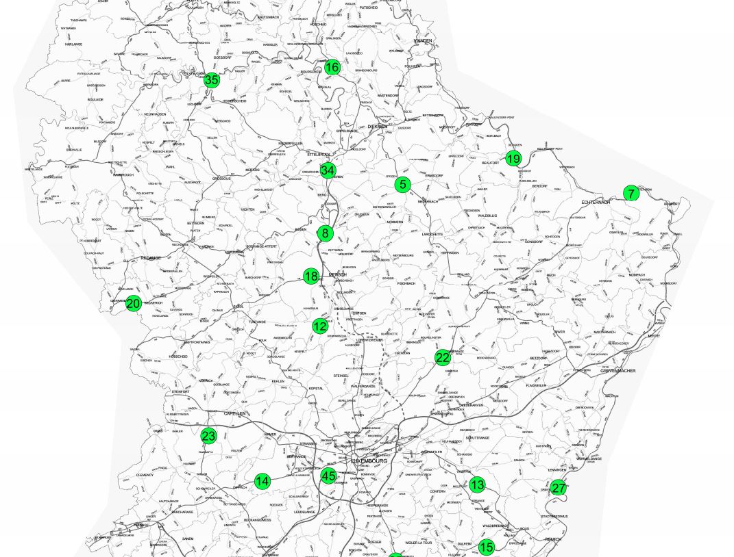 Carte des emplacements proposés