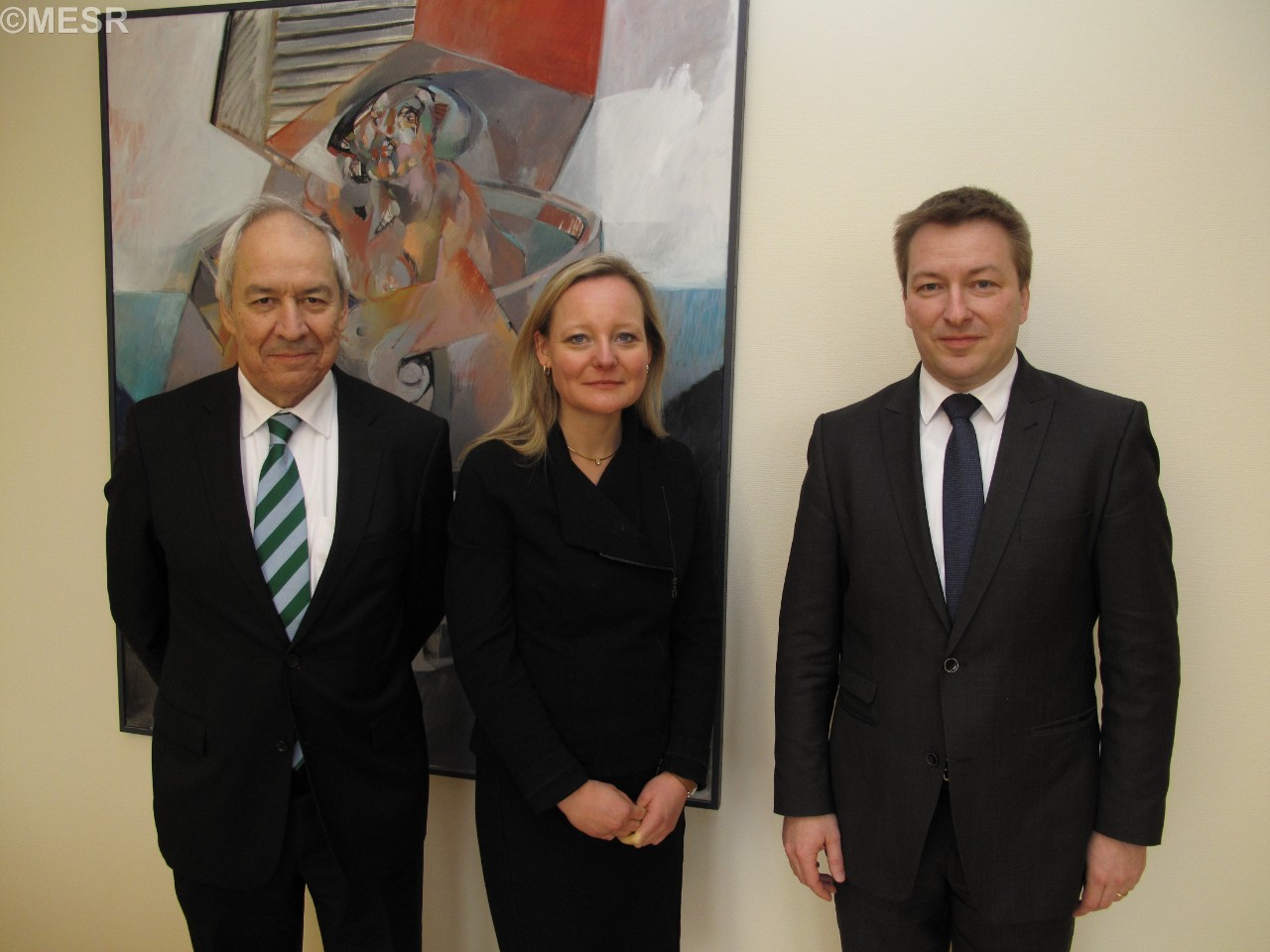Pablo Amor, directeur de l'Agence d'exécution du Conseil européen de la recherche; Sabine Simmross, assistante du directeur; Marc Hansen, secrétaire d’État à l’Enseignement supérieur et à la Recherche