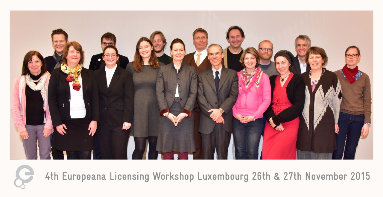 (de g. � dr.) Marie-Christine Janssens; Paul Keller; Lucie Guibault; Gilles Zeimet; Simone Schroff; Lisette Kalshoven; Maarten Zeinstra; Ellen Euler; Paul Klimpel; Luis Ferr�o; Patrick Peiffer; Marcella Favale; Armin Talke; Sylvie N�risson; Maurizio Borghi; R�n Tryggvadottir; Annemarie Beunen