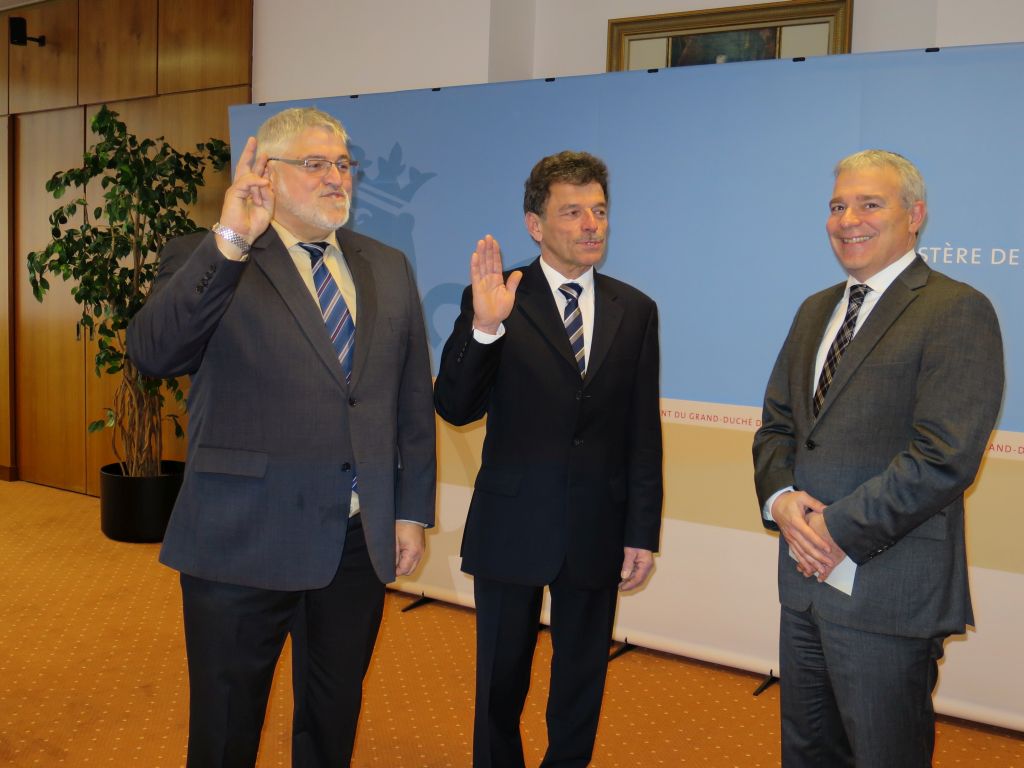 Michel Malherbe, bourgmestre de la commune de Mersch; Henri Krier, échevin de la commune de Mersch; Dan Kersch, ministre de l'Intérieur
