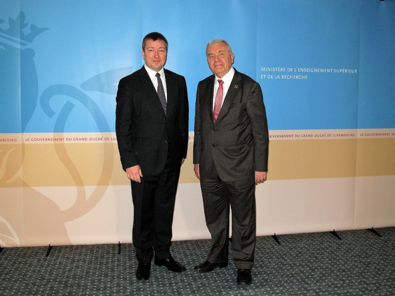 Rencontre entre Marc Hansen et Jean-Pierre Bourguignon, président du Conseil scientifique du Conseil européen de la recherche (ERC)