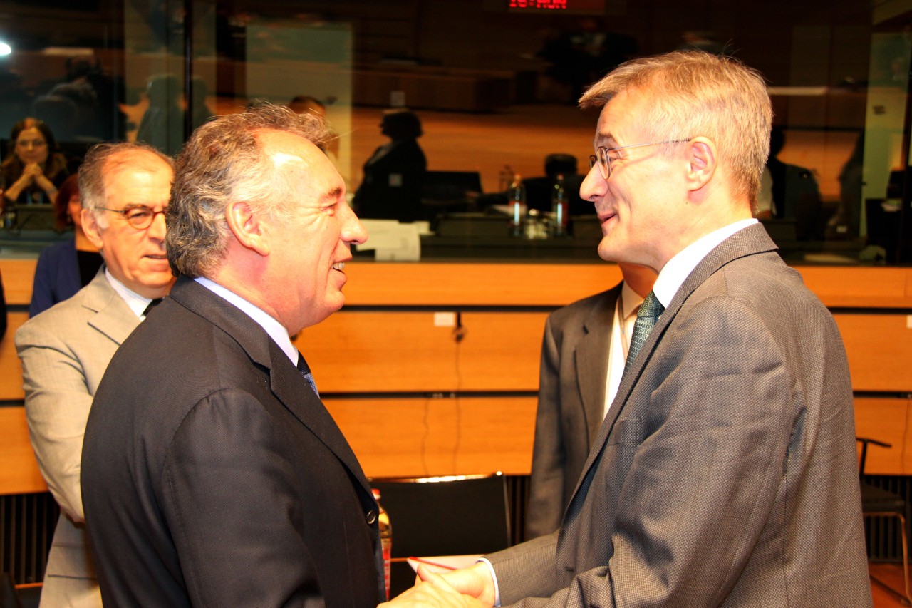 Conseil JAI: François Bayrou, ministre d'État, ministre de la Justice, garde des sceaux er Félix Braz, ministre de la Justice