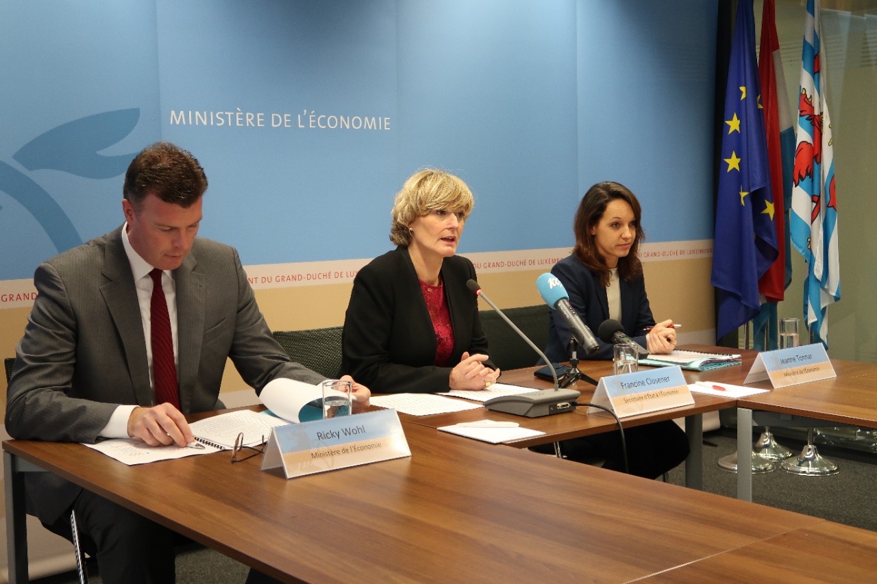 Ricky Wohl, ministère de l’Economie; Francine Closener, secrétaire d’Etat à l’Economie; Jeanne Tonnar, ministère de l’Economie