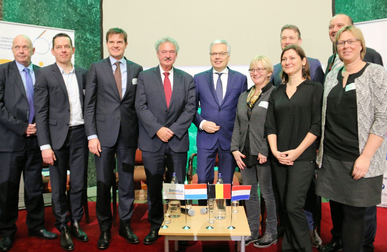 Jean Asselborn avec le Secrétaire général de l'Union Benelux, Thomas Antoine, et ses homologues belges, Didier Reynders, et néerlandais, Halbe Zijlstra