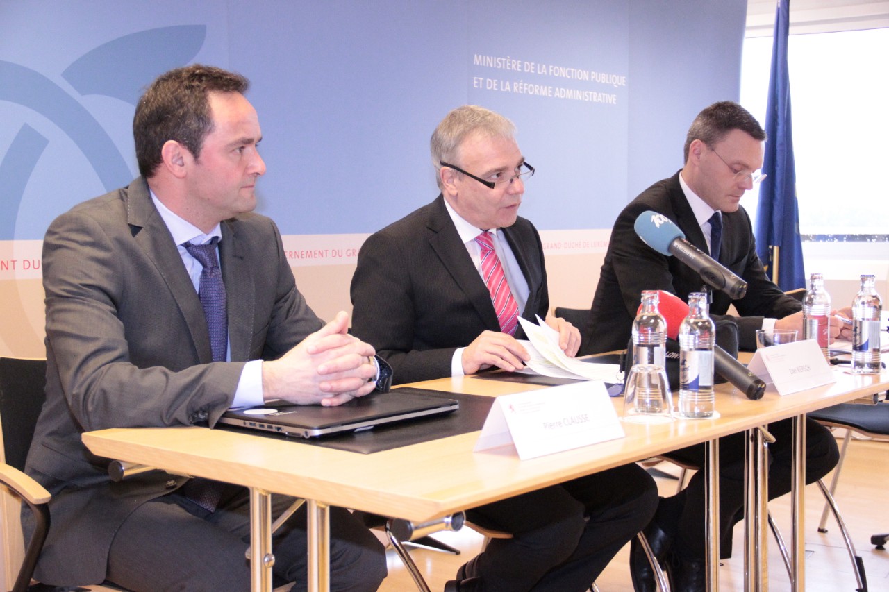 Pierre Clausse, chef du service MyGuichet; Dan Kersch, ministre de la Fonction publique et de la Réforme administrative; Gilles Feith, directeur du Centre des technologies de l'information de l'Etat