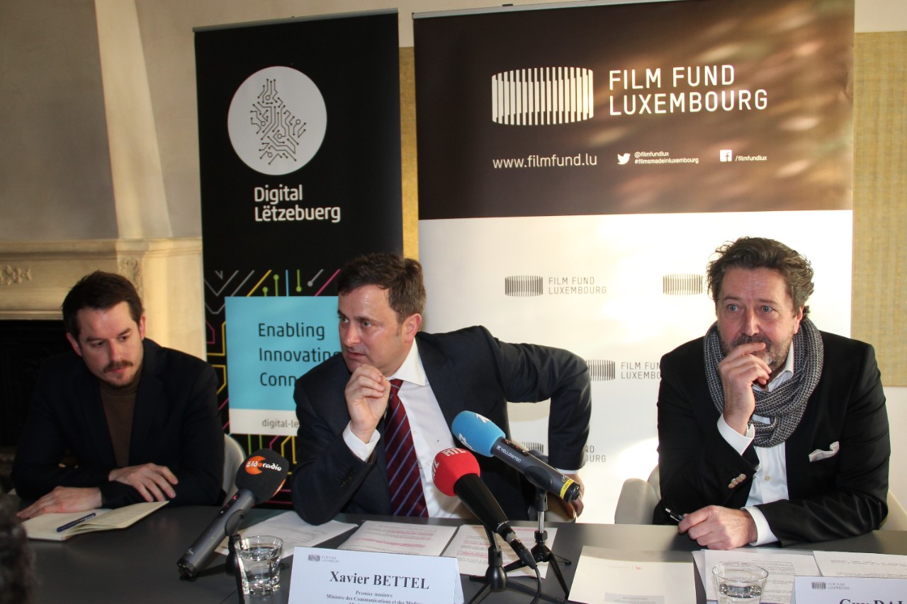 Xavier Bettel, Premier ministre, ministre des Communications et des Médias, et ministre de la Culture pendant la conférence de presse