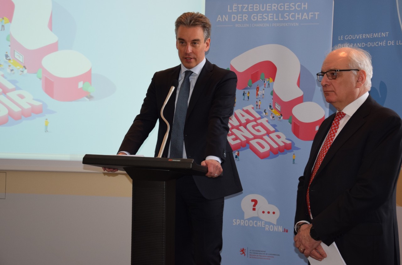 (de g. à dr.) Claude Meisch, ministre de l’Éducation nationale, de l’Enfance et de la Jeunesse; Guy Arendt, secértaire d'État à la Culture