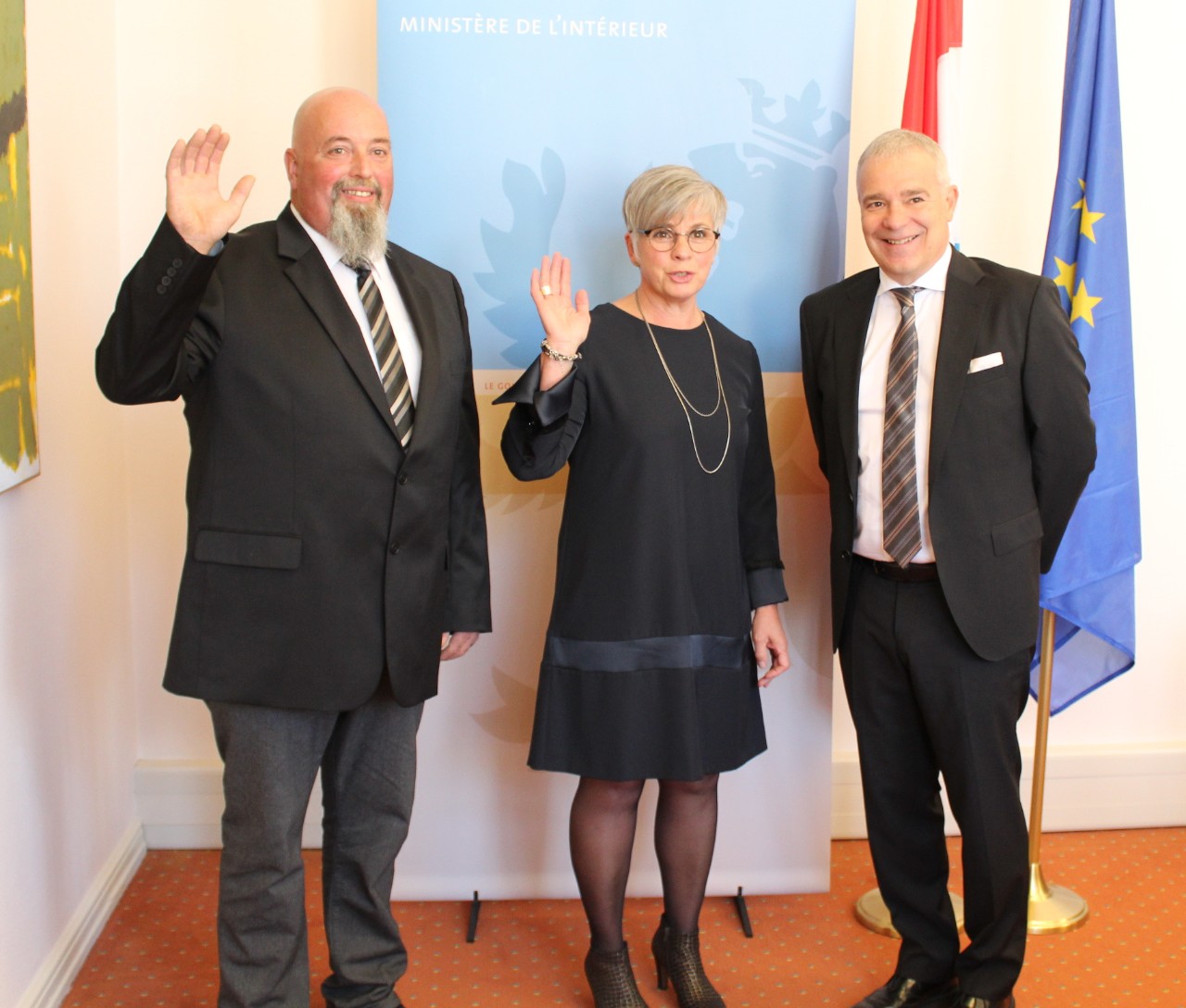 Dan Kersch avec Christiane Thommes-Bach, bourgmestre de la commune de Wahl et Sylvère Welter, échevin de la commune de Wahl