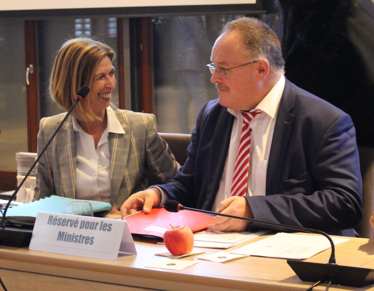 Les ministres Lydia Mutsch et Romain Schneider lors de la quadripartite