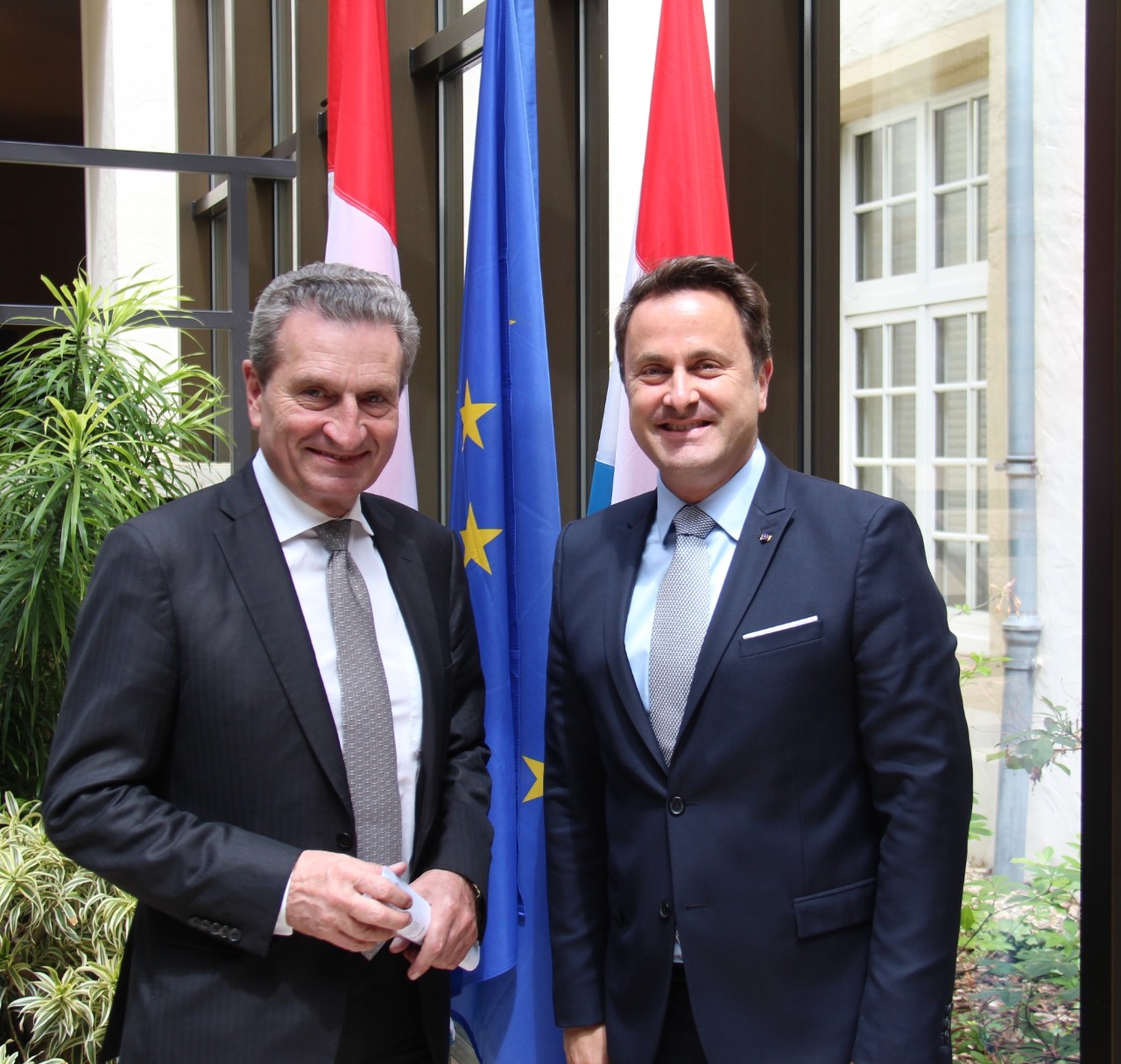 Entrevue de Xavier Bettel et  Günther Oettinger, vice-président de la Commission européenne