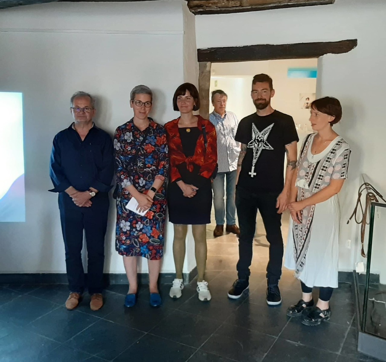 (de g. à dr.) Thomas Brück, directeur des affaires culturelles de la ville de Sarrebruck; Sam Tanson, ministre de la Culture; Sarah Niecke, artiste; Serge Ecker, artiste; Karen Fritz, artiste