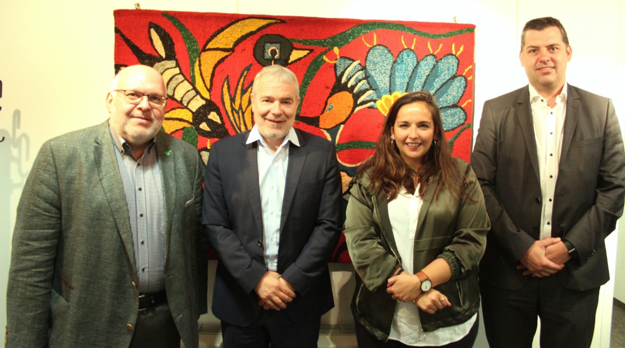 (de g. à dr.) Patrick Dury, vice-président de la CSL; Dan Kersch, ministre du Travail, de l'Emploi et de l'Économie sociale et solidaire; Nora Back, présidente de la CSL; Sylvain Hoffmann, directeur de la CSL