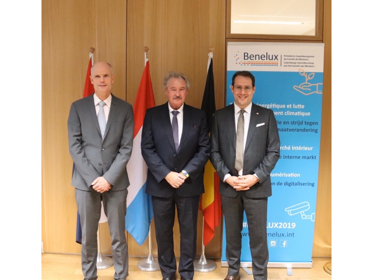 Stef Blok, ministre des Affaires étrangères des Pays-Bas, Jean Asselborn et David Clarinval, Vice-Premier ministre et ministre de la Fonction publique et du Budget de la Belgique