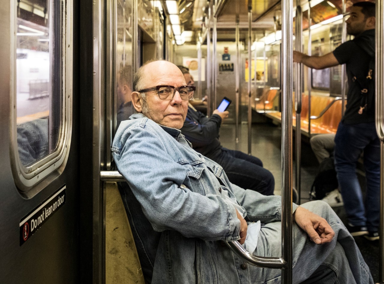Pierre Joris dans le métro New-Yorkais a Manhattan (New York City) USA le 30 septembre 2019