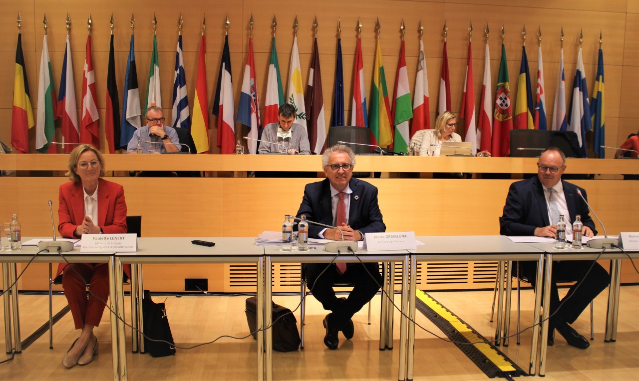 Les ministers Schneider, Lenert et Gramegna lors du comité quadripartite