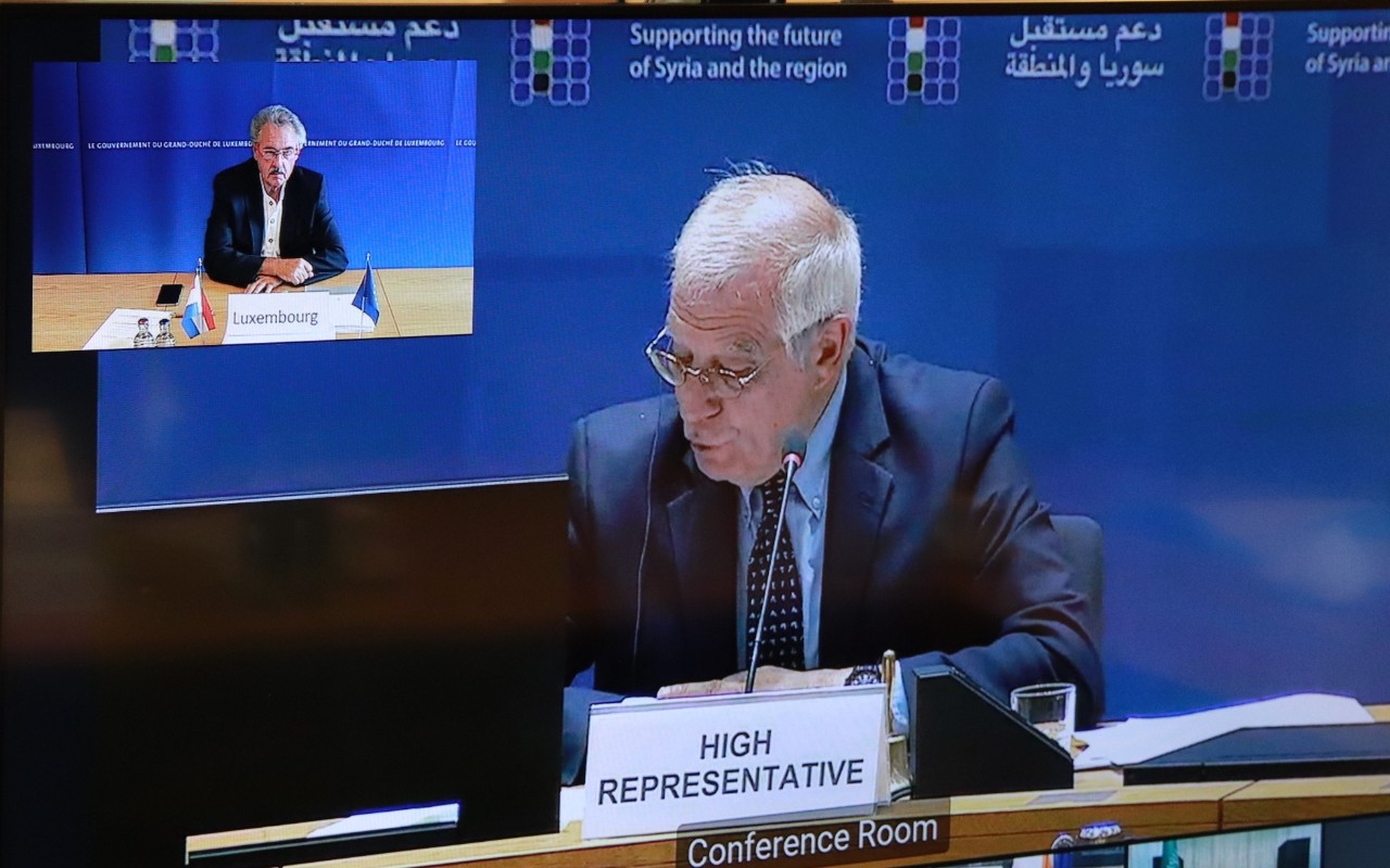 (à gauche) Jean Asselborn, ministre des Affaires étrangères et européennes, lors de la visioconférence