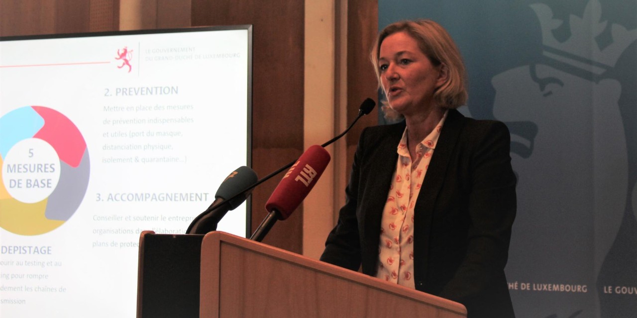 Paulette Lenert lors de la présentation de la stratégie de prévention