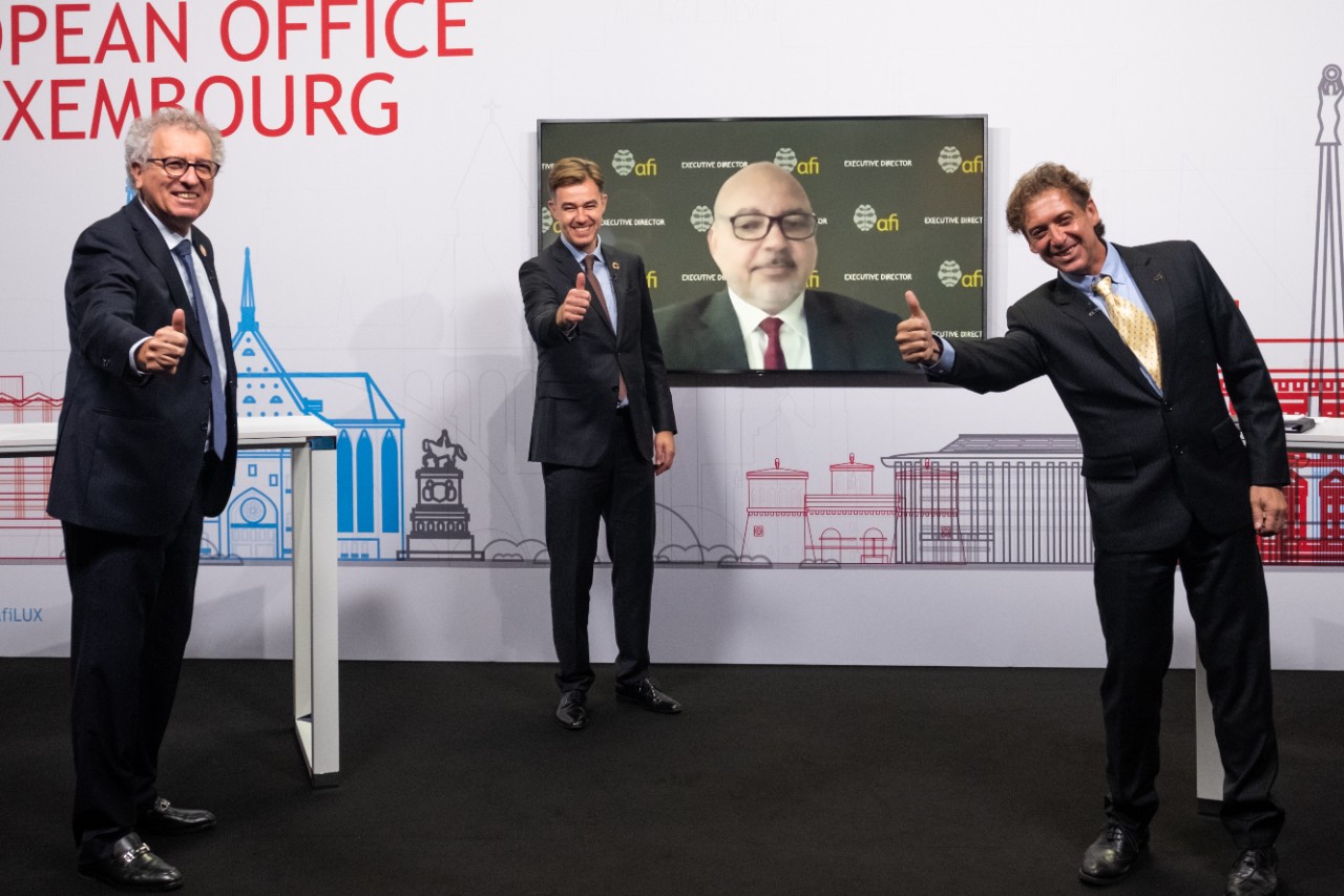 (de g. à dr.) Pierre Gramegna, ministre des Finances; Franz Fayot, ministre de la Coopération et de l'Action humanitaire; Alfred Hannig, CEO AFI; Ilya Sverdlov, Head for Europe and Global Partnerships, AFI