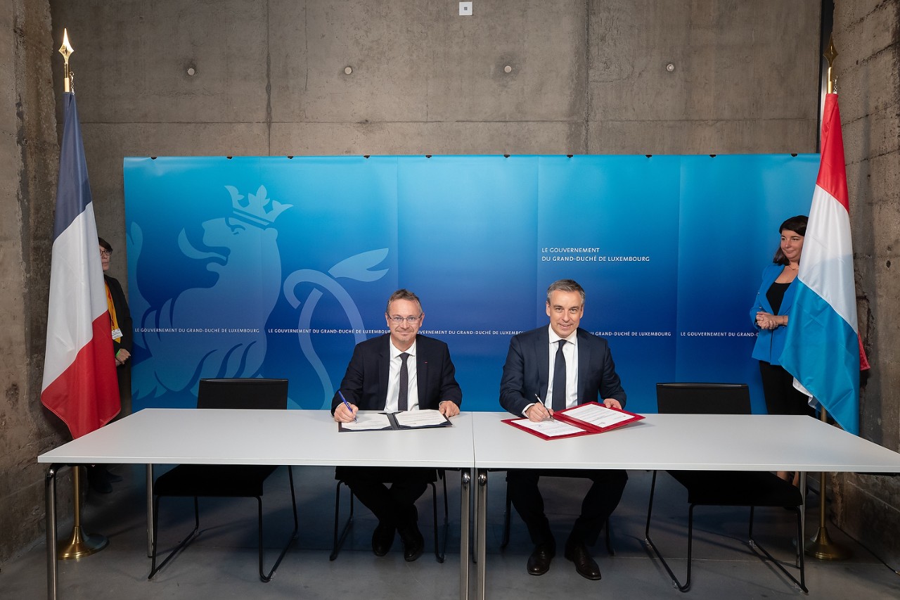 (de g. à dr.) Jean-Marc Huart, recteur de la Région académique Grand Est, recteur de l’académie de Nancy-Metz, chancelier des universités ; Claude Meisch, ministre de l’Éducation nationale, de l’Enfance et de la Jeunesse, ministre de l’Enseignement supérieur et de la Recherche