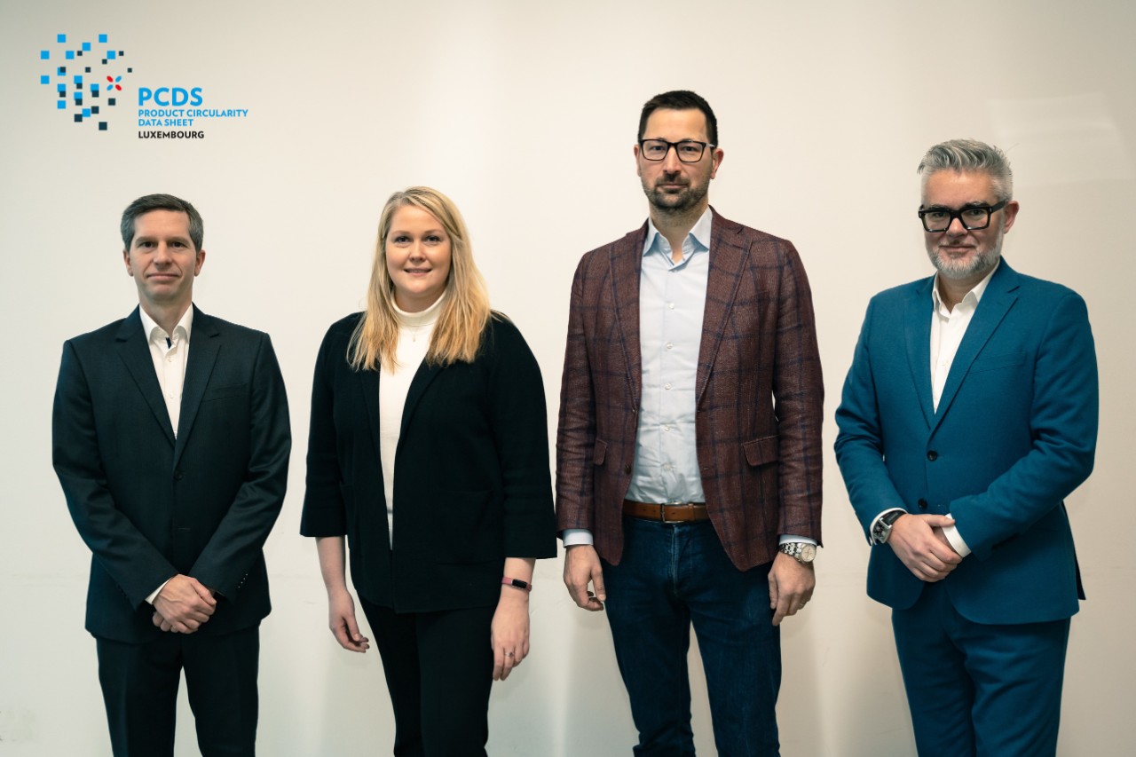 (de g. à dr.) Jérôme Petry, ministère de l’Économie ; Anne-Marie Loesch, Chambre de commerce ; Christian Tock, ministère de l’Économie ; Raymond Faber, ministère de l’Économie