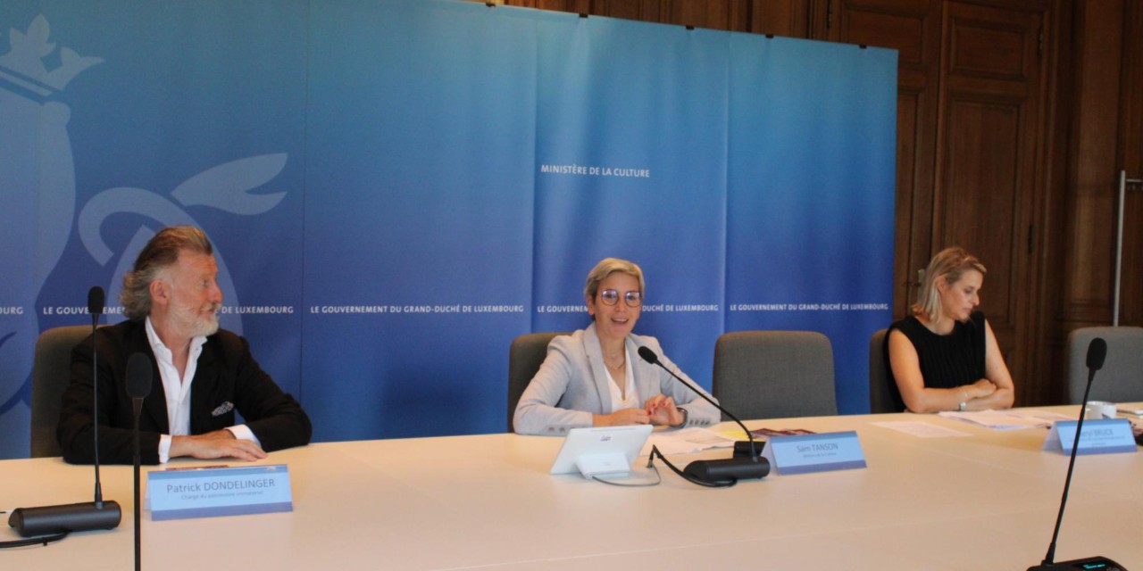 (de g. à dr.) Patrick Dondelinger, chargé du patrimoine immatériel auprès du ministère de la Culture ; Sam Tanson, ministre de la Culture ; Beryl Bruck, conseillère auprès du ministère de la Culture et coordinatrice des Journées européennes du patrimoine