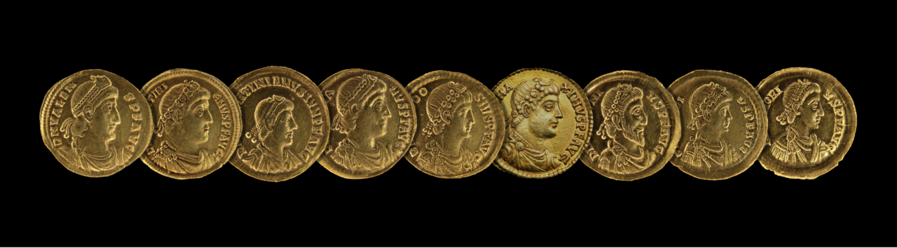Solidi en or - 9 empereurs - frise chronologiques